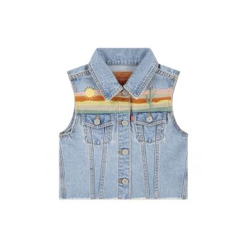 Jacheta de denim cu dungi