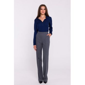 Pantaloni drepti cu talie inalta -