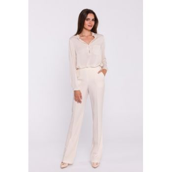 Pantaloni drepti cu talie inalta -