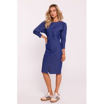 Rochie cu cusaturi si maneci bufante