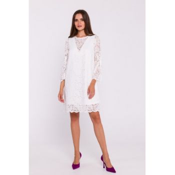 Rochie dantelata in doua straturi - tip trapez
