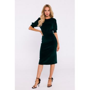 Rochie din velur cu maneci scurte