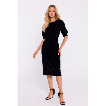 Rochie din velur cu maneci scurte