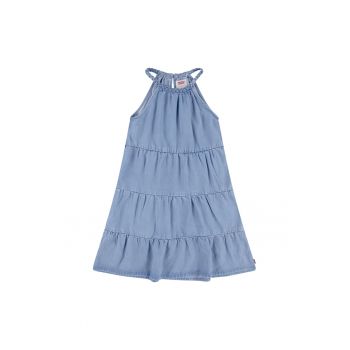 Rochie evazata din lyocell cu model stratificat