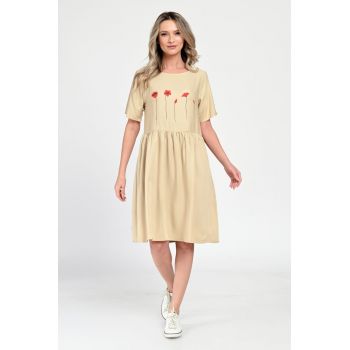 Rochie Medie Dama - Casual - Bej V308