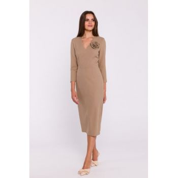 Rochie simpla midi cu decolteu in V
