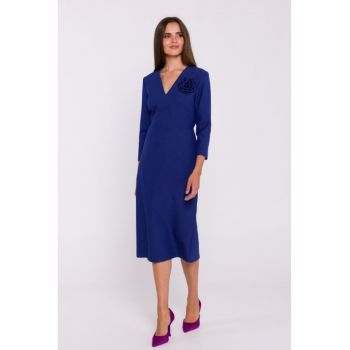 Rochie simpla midi cu decolteu in V