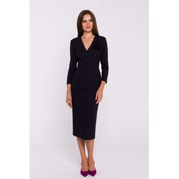 Rochie simpla midi cu decolteu in V