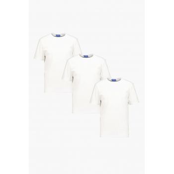 Set de tricouri de bumbac cu decolteu la baza gatului Naolo - 3 piese