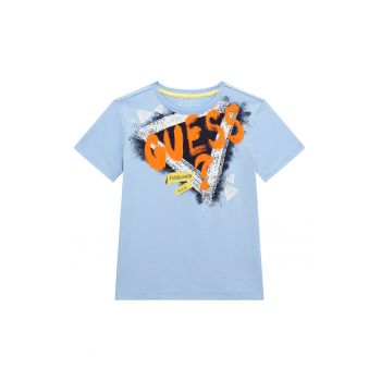 Tricou cu decolteu la baza gatului si imprimeu logo
