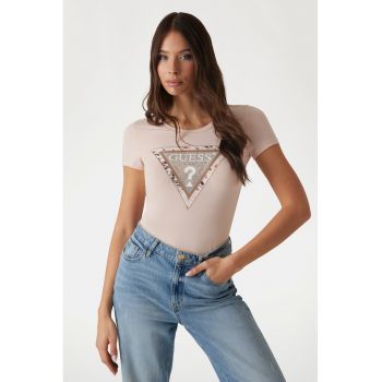 Tricou cu decolteu rotund si imprimeu logo