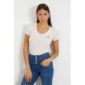 Tricou slim fit cu decolteu in V