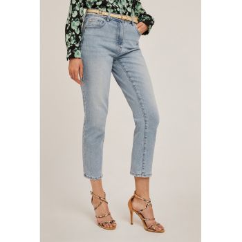 Blugi crop conici cu talie inalta