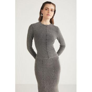 Bluza crop din amestec de bumbac