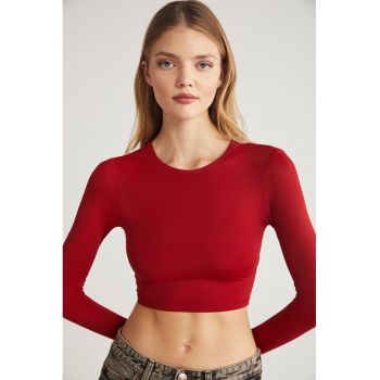 Bluza crop din amestec de bumbac