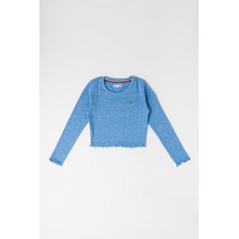 Bluza din amestec de bumbac cu decolteu la baza gatului