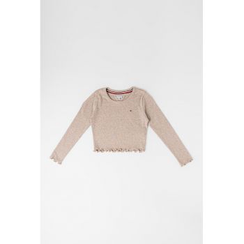 Bluza din amestec de bumbac cu decolteu la baza gatului