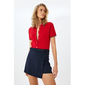 Cardigan cu maneci scurte si model torsade