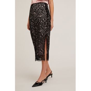 Fusta midi cu slit lateral