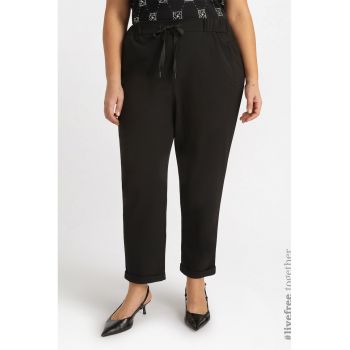 Pantaloni crop cu talie ajustabila