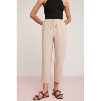Pantaloni crop cu talie inalta