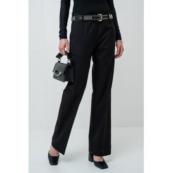 Pantaloni din amestec de lana cu buzunare laterale