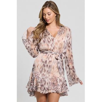 Rochie cu croiala in A - imprimeu si decolteu in V