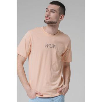 Tricou cu decolteu la baza gatului si imprimeu logo Blu Atlas