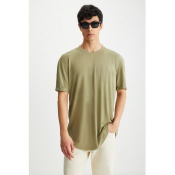 Tricou de bumbac organic cu decolteu la baza gatului