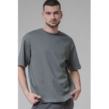Tricou din amestec de bumbac cu decolteu la baza gatului
