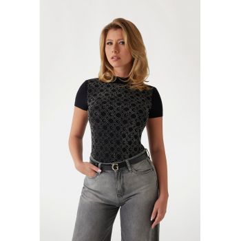 Tricou din amestec de bumbac cu strasuri