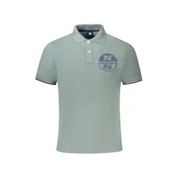 Tricou polo barbati - cu imprimeu cu logo - Regular fit -  Verde inchis