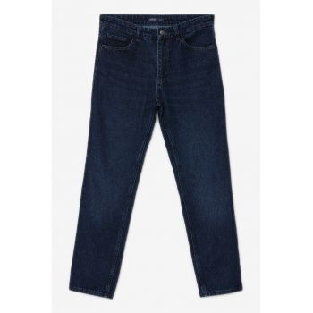 Blugi regular fit cu aspect decolorat