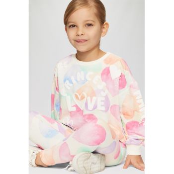 Bluza de trening cu imprimeu si maneci cazute