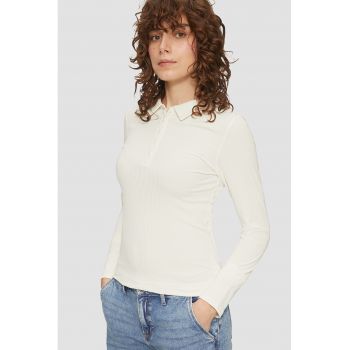 Bluza polo cambrata din amestec de modal