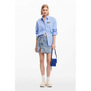 Camasa din bumbac cu model in dungi si maneci lungi