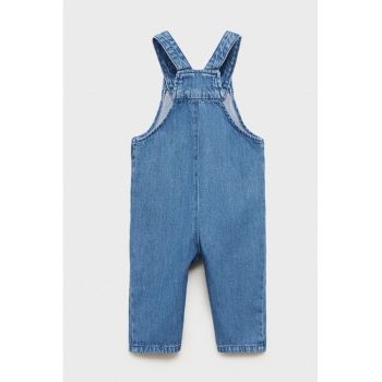Salopeta din denim cu doua buzunare aplicate pe partea din fata