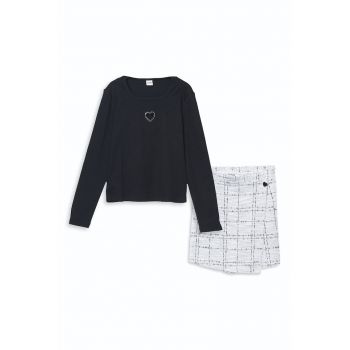 Set de bluza cu decupaj si fusta - 2 piese