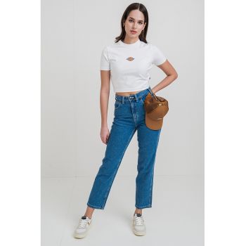 Tricou crop cu logo discret
