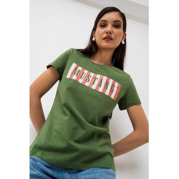 Tricou cu decolteu la baza gatului si logo