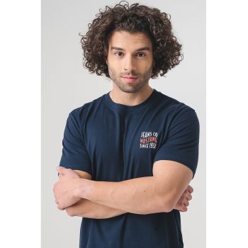 Tricou de bumbac cu decolteu la baza gatului