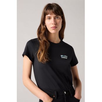 Tricou de bumbac cu decolteu la baza gatului
