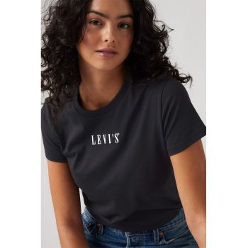Tricou de bumbac cu decolteu la baza gatului