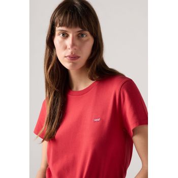 Tricou din bumbac cu decolteu la baza gatului