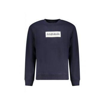 Bluza barbati cu imprimeu cu logo si decolteu la baza gatului -