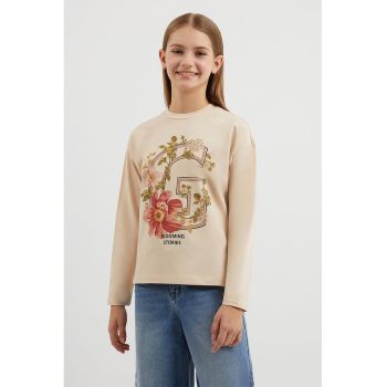 Bluza din amestec de bumbac cu imprimeu floral