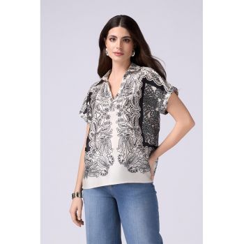 Bluza din satin cu imprimeu paisley