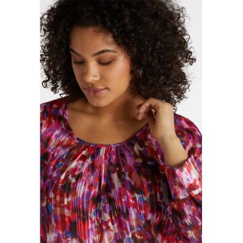 Bluza plisata cu model floral