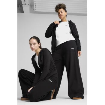 Pantaloni de trening cu croiala ampla si detaliu logo
