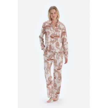 Pijama cu imprimeu floral si nasturi
